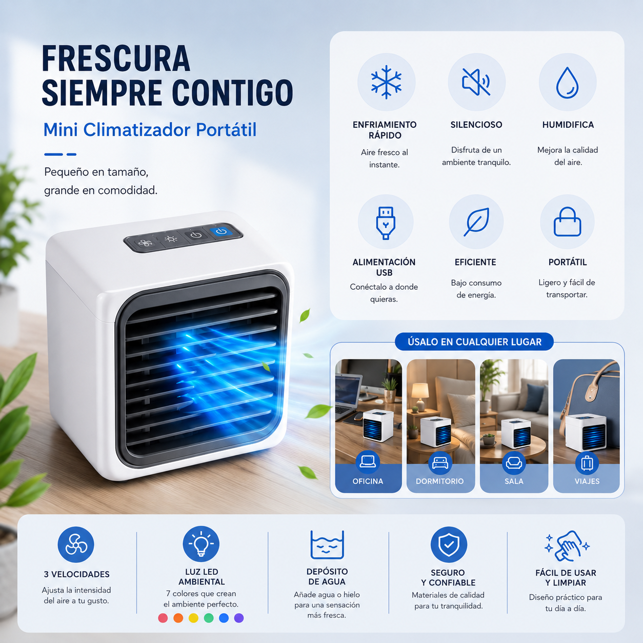 Mini Climatizador Portátil