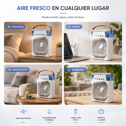 Ventilador Climatizador con pulverizador portátil