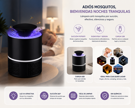 Lámpara antimosquitos por succión