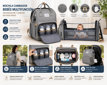 Mochila Cambiador Bebés Multifunción
