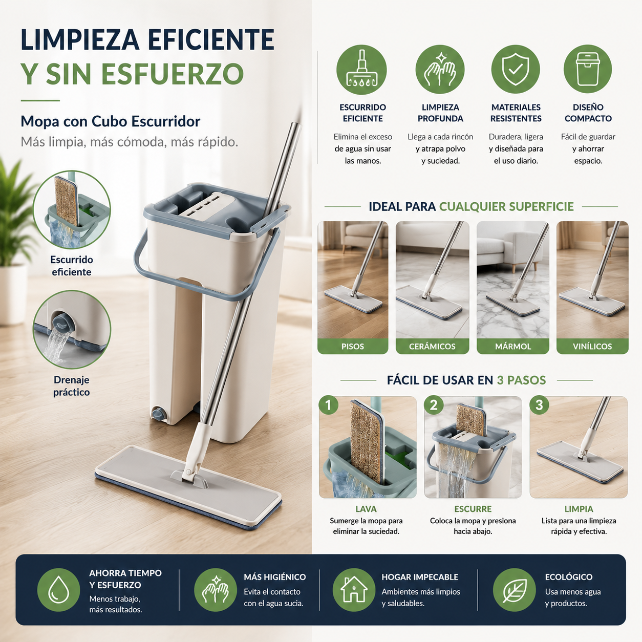 Mopa con cubo escurridor