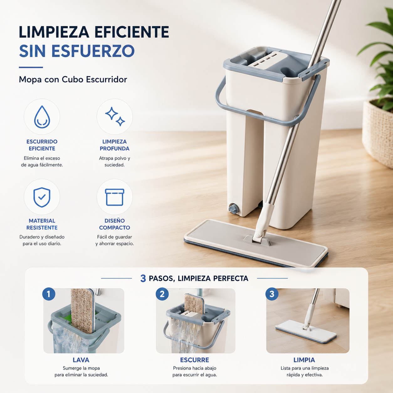 Mopa con cubo escurridor